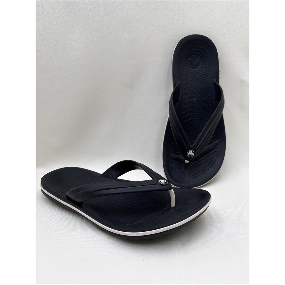 Crocs Crocband Black White Flip Flops - Size 8